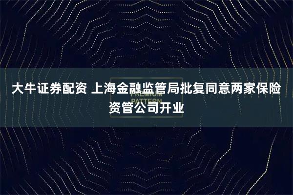大牛证券配资 上海金融监管局批复同意两家保险资管公司开业