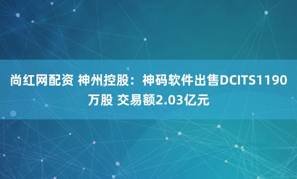 尚红网配资 神州控股：神码软件出售DCITS1190万股 交易额2.03亿元